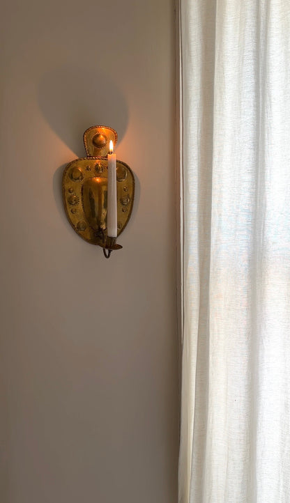 Vintage Swedish Hammered Brass Sconce