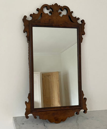 Antique Georgian Walnut Fret Mirror, 19th Century