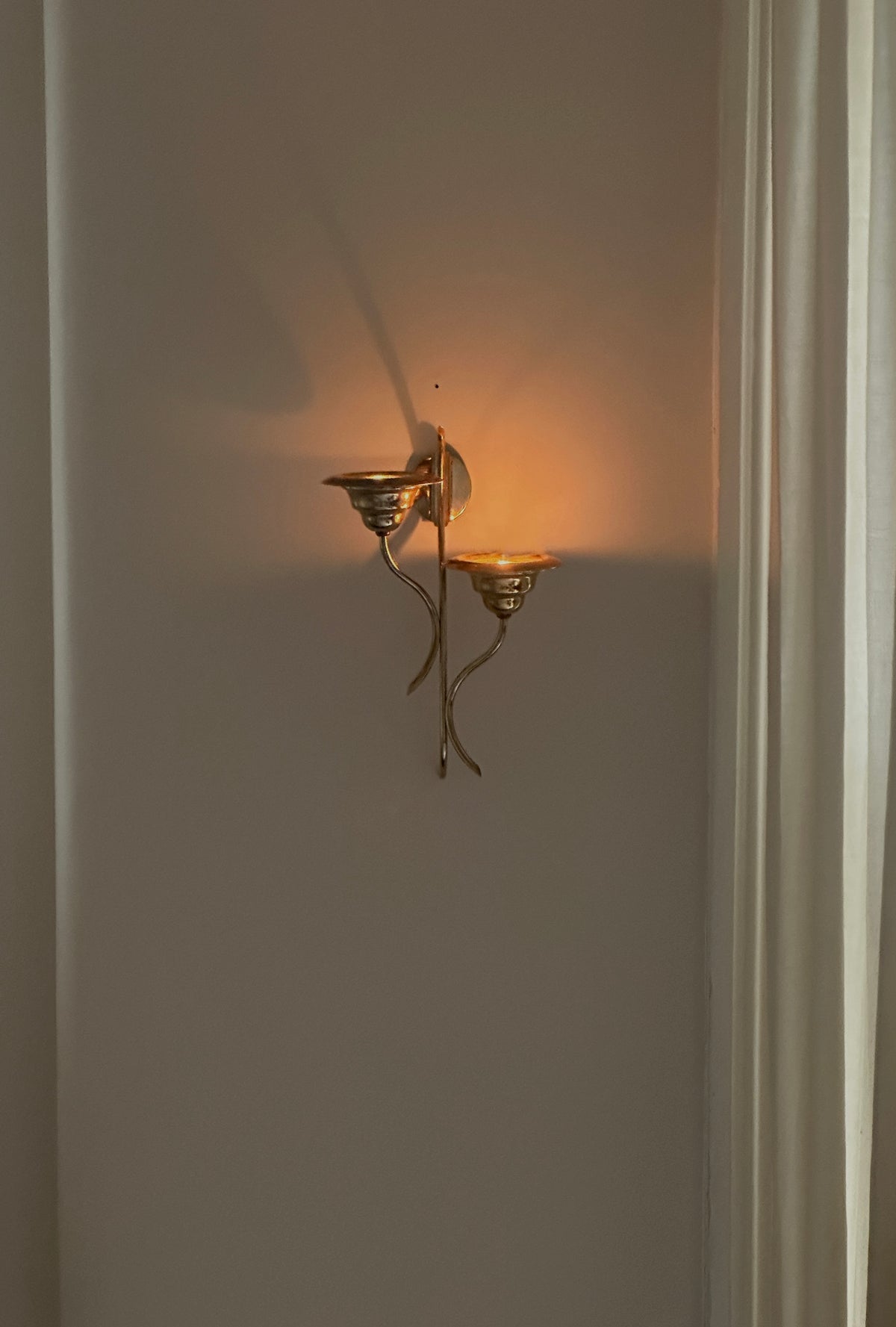 Vintage Swedish Double-Arm Candle Wall Sconce