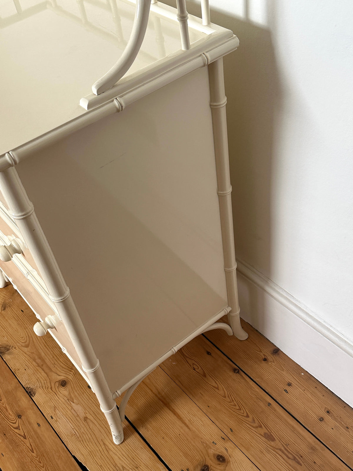 Vintage Harrods White Faux Bamboo Chest of Drawers