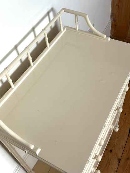 Vintage Harrods White Faux Bamboo Chest of Drawers