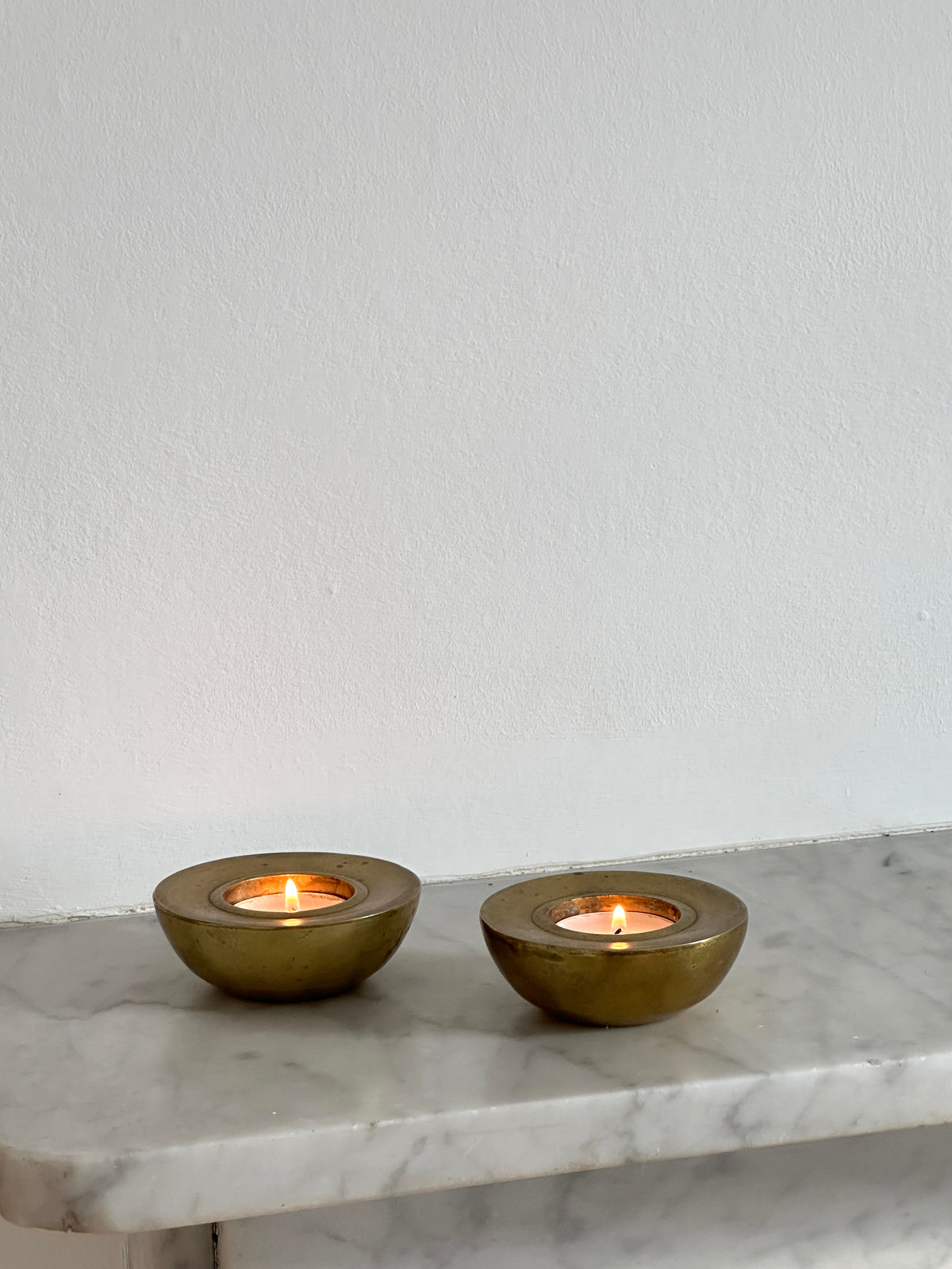 Vintage Swedish Brass Half Sphere Tealight Holders