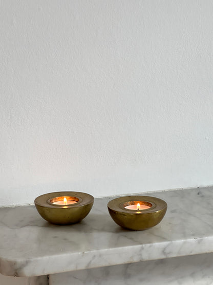 Vintage Swedish Brass Half Sphere Tealight Holders