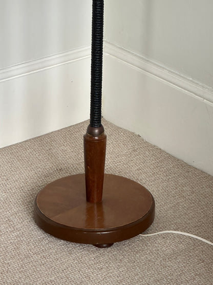 Mid Century Danish Teak Floor Lamp with Pleated Shade