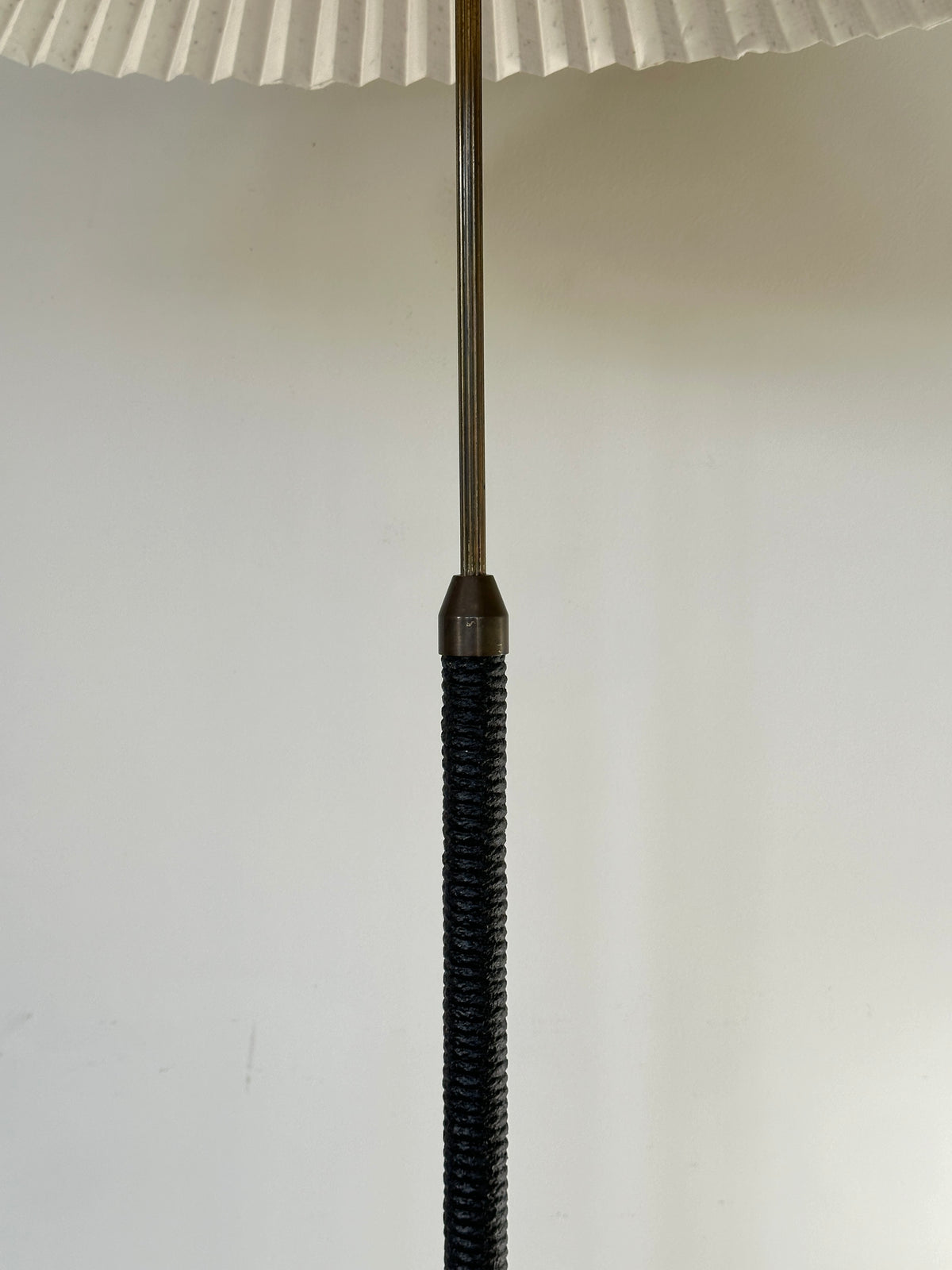 Mid Century Danish Teak Floor Lamp with Pleated Shade