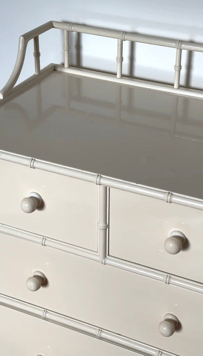 Vintage Harrods White Faux Bamboo Chest of Drawers