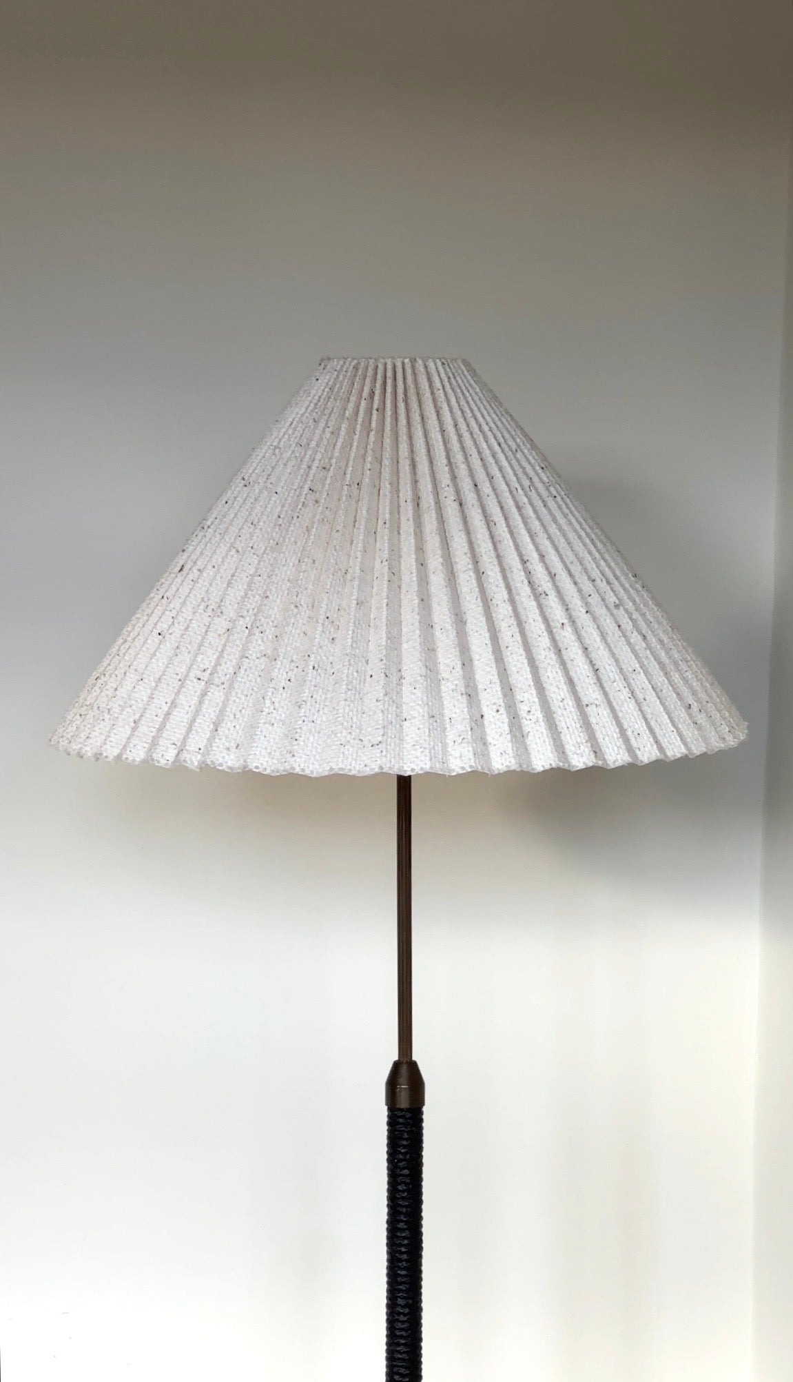 Mid Century Danish Teak Floor Lamp with Pleated Shade