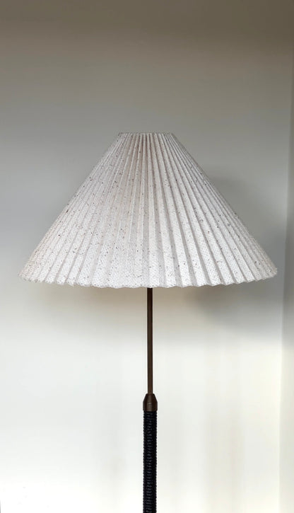 Mid Century Danish Teak Floor Lamp with Pleated Shade