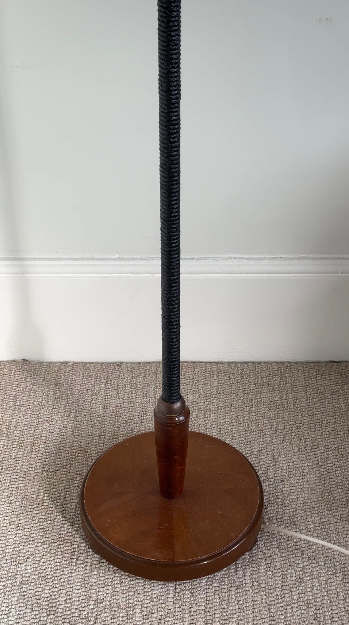 Mid Century Danish Teak Floor Lamp with Pleated Shade