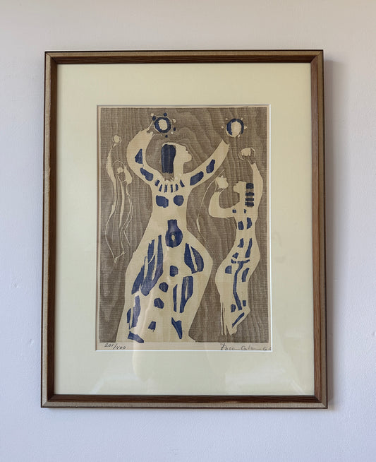 Vintage Swedish Woodcut "Dancing Women," by Lennart Rosensohn