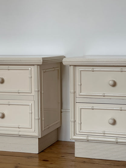 Vintage Faux Bamboo Lacquered Bedsides