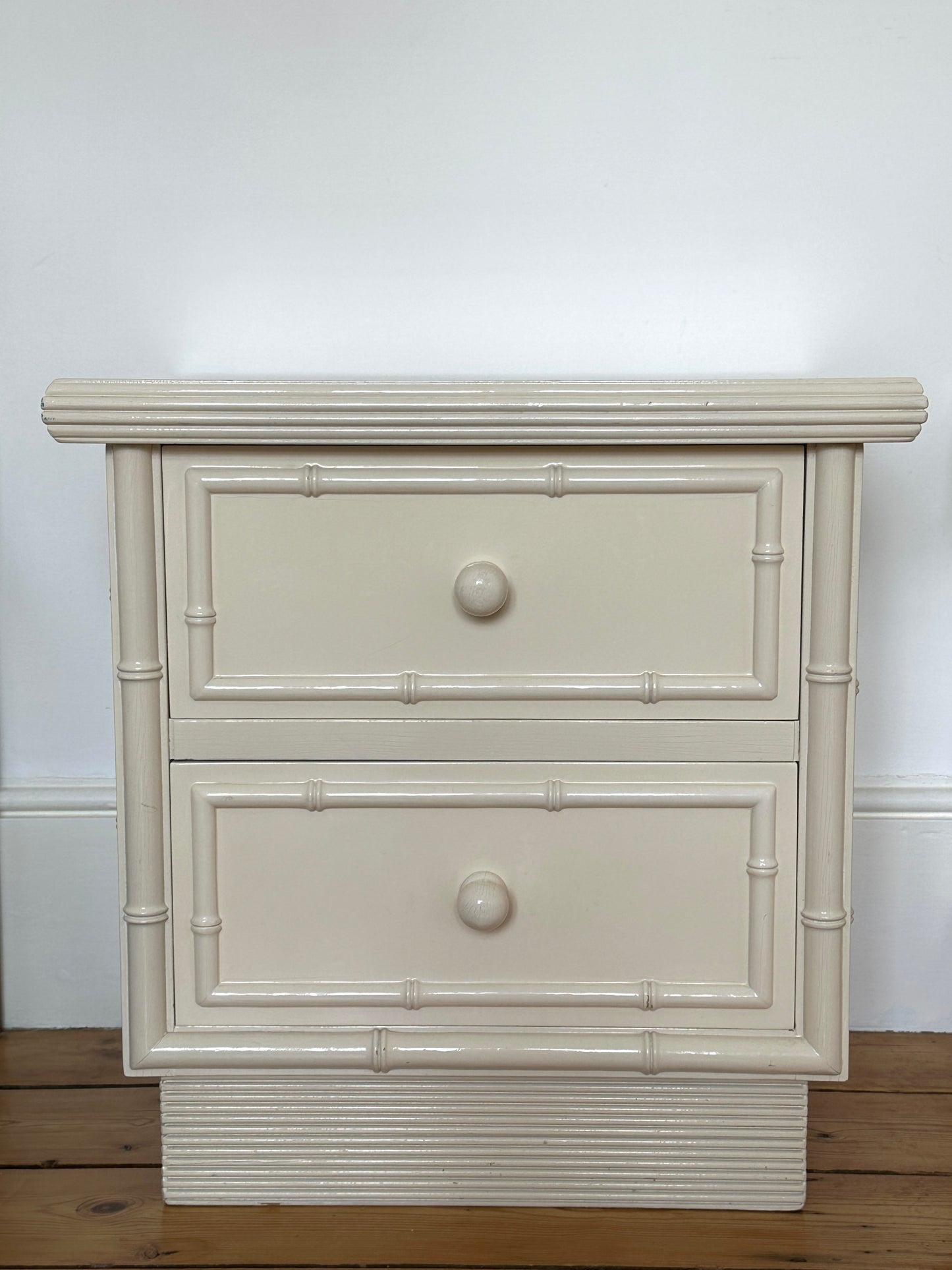 Vintage Faux Bamboo Lacquered Bedsides