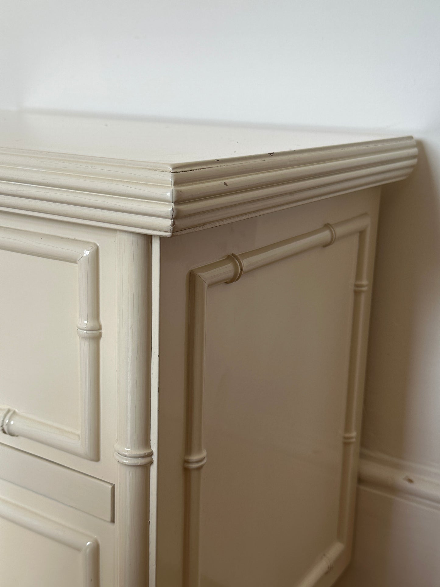 Vintage Faux Bamboo Lacquered Bedsides
