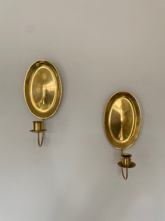 Swedish brass mid century sconces, a pair