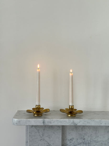 Vintage Four Leaf Clover Brass Candleholders