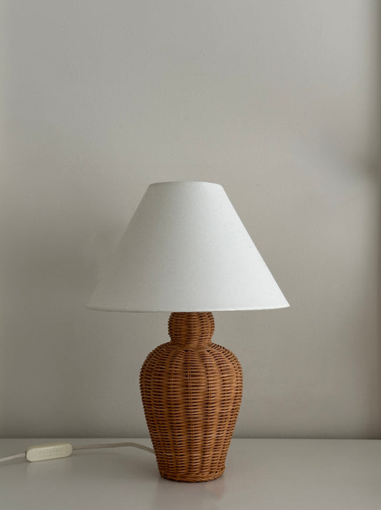 Vintage French Rattan Wicker Lamp