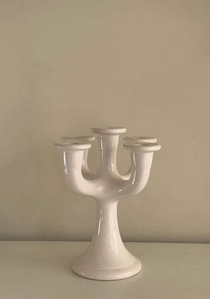 Mid-Century Swedish White Ceramic Candelabra