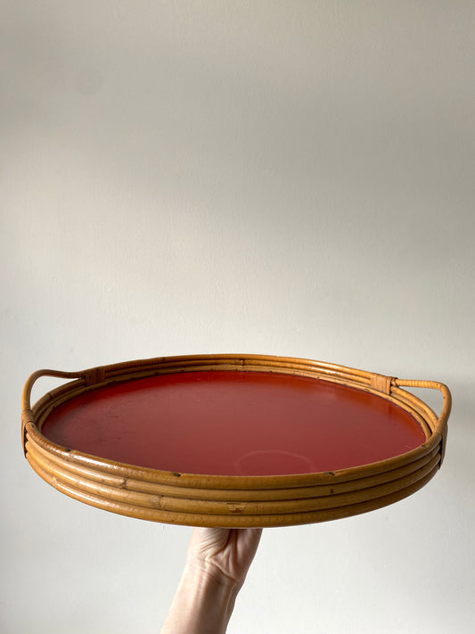 Vintage Bamboo Red Laminate Tray