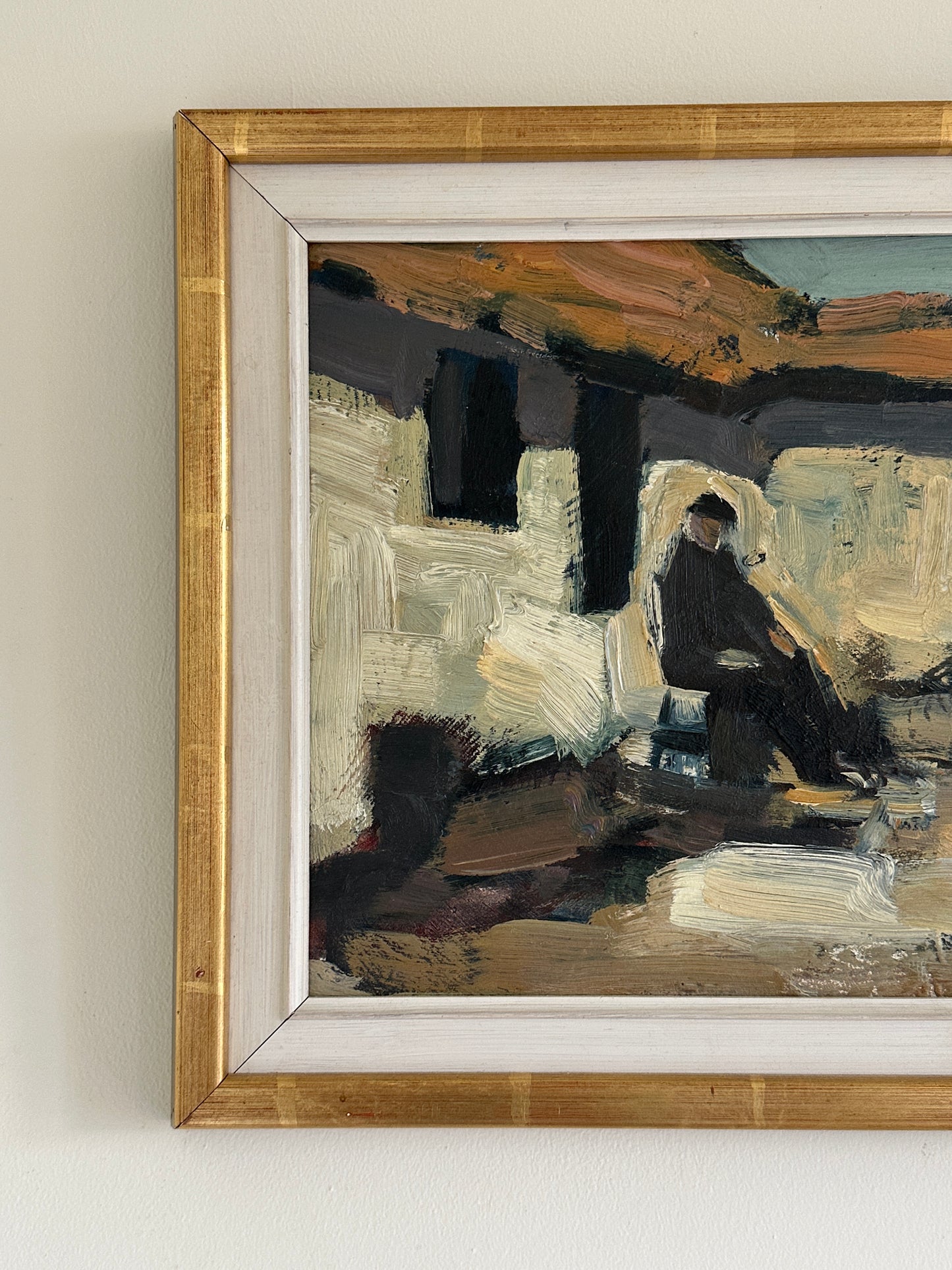 Quiet at the Yard, Swedish Landscape Oil Painting, Signed