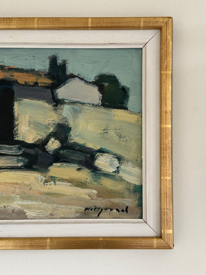 Quiet at the Yard, Swedish Landscape Oil Painting, Signed
