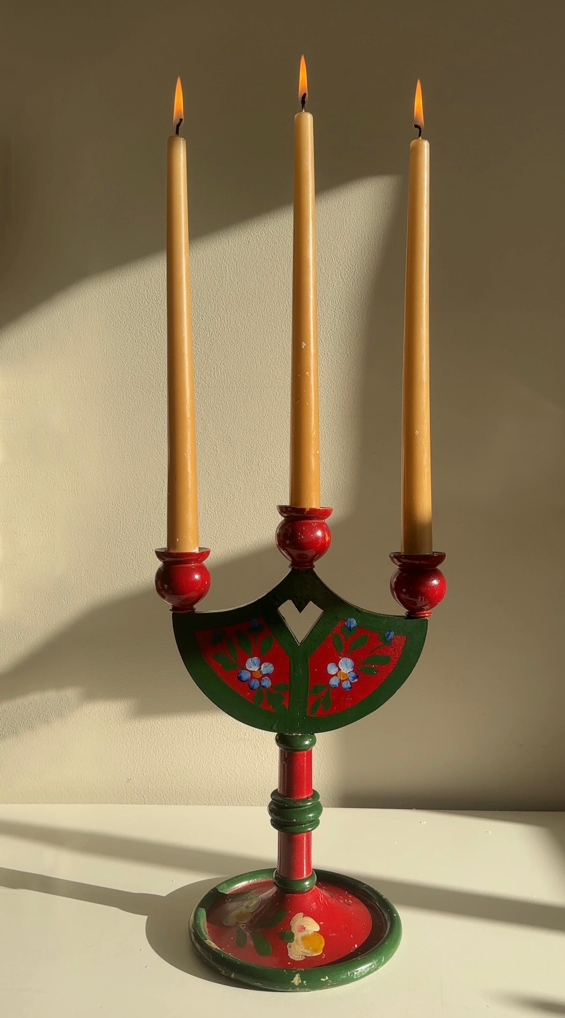 Vintage Swedish Hand-painted Candelabra