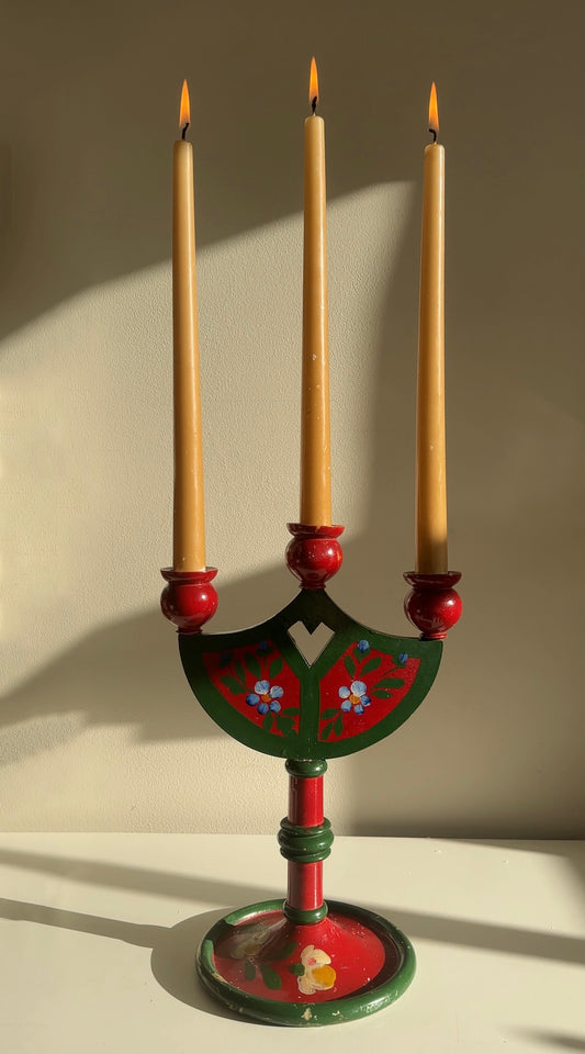 Vintage Swedish Hand-painted Candelabra