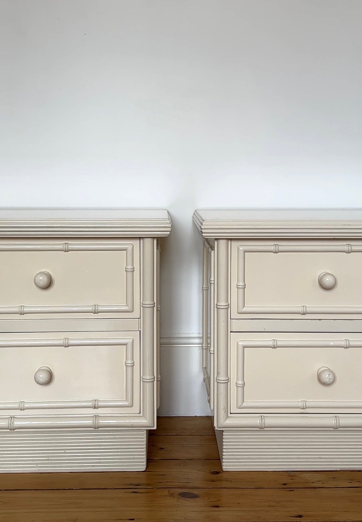 Vintage Faux Bamboo Lacquered Bedsides