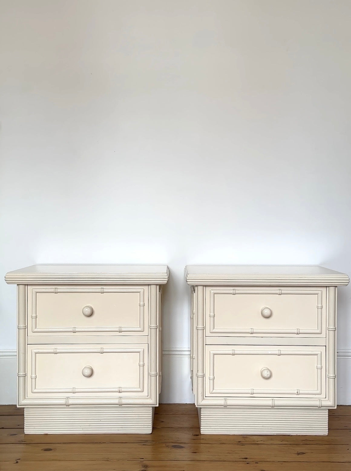 Vintage Faux Bamboo Lacquered Bedsides