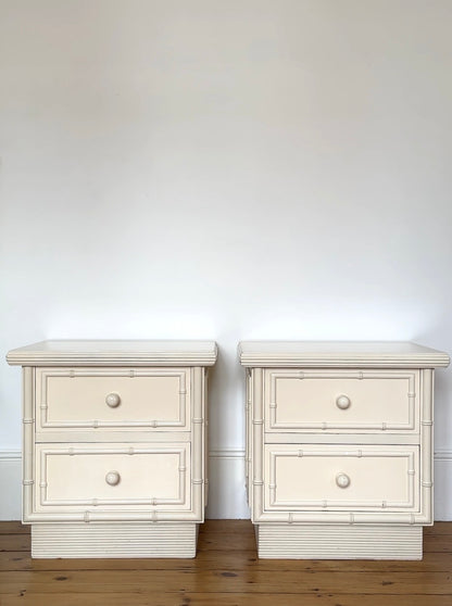 Vintage Faux Bamboo Lacquered Bedsides
