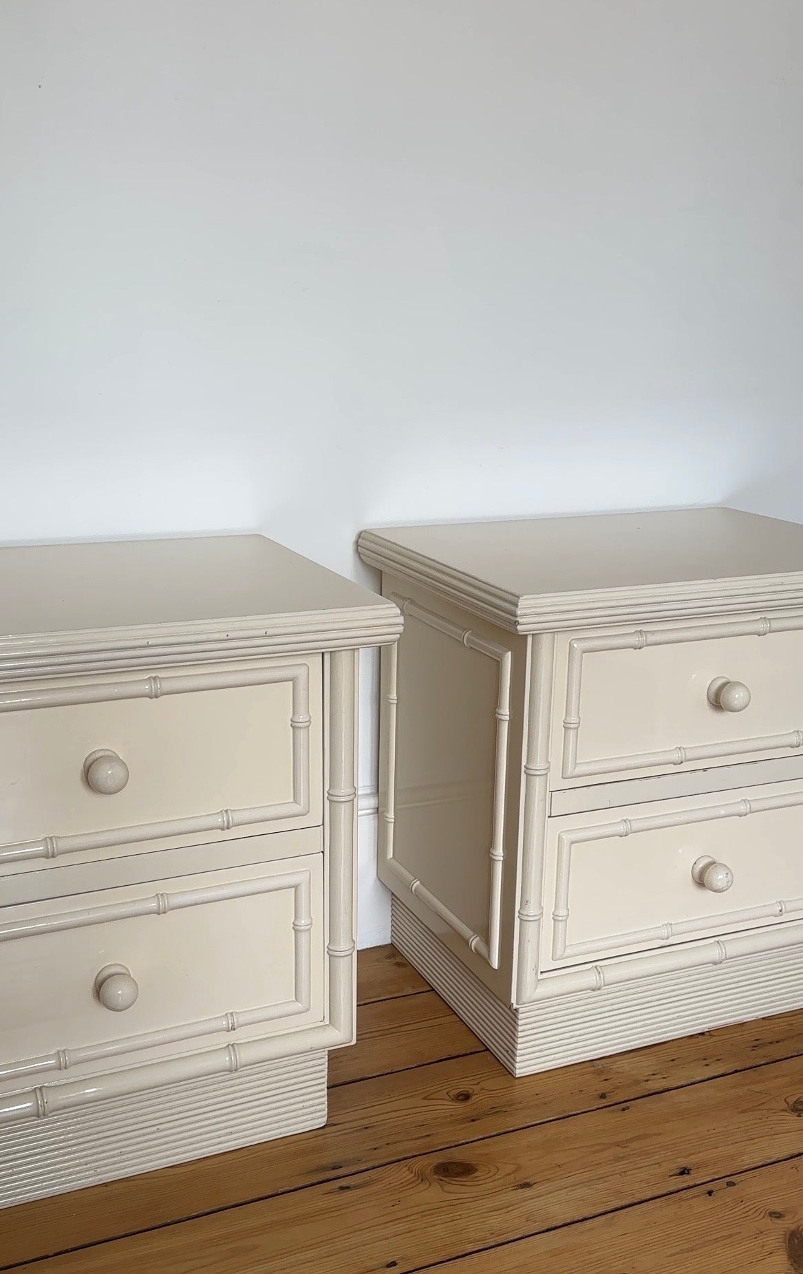 Vintage Faux Bamboo Lacquered Bedsides