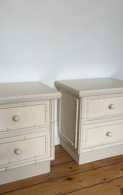 Vintage Faux Bamboo Lacquered Bedsides