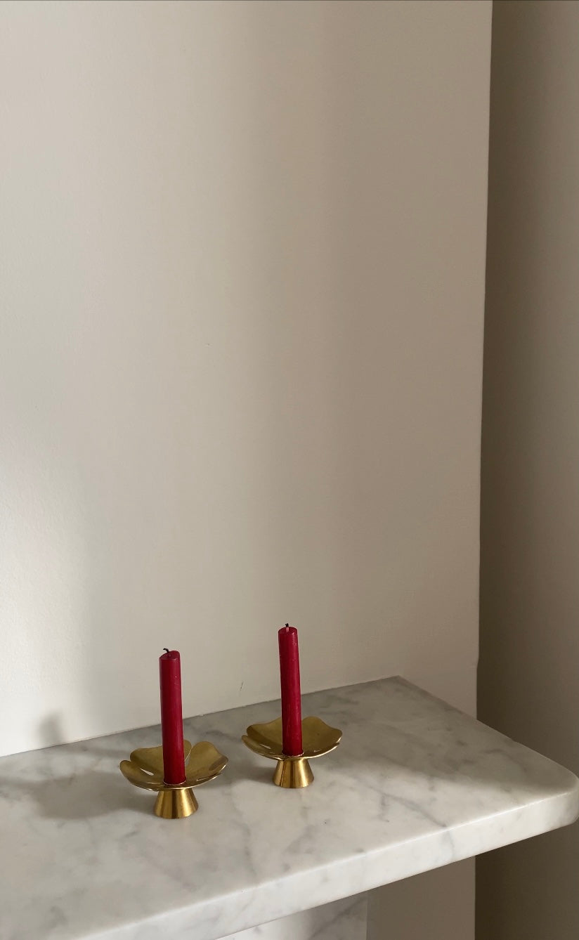 Four Leaf Clover Brass Mini Candlesticks