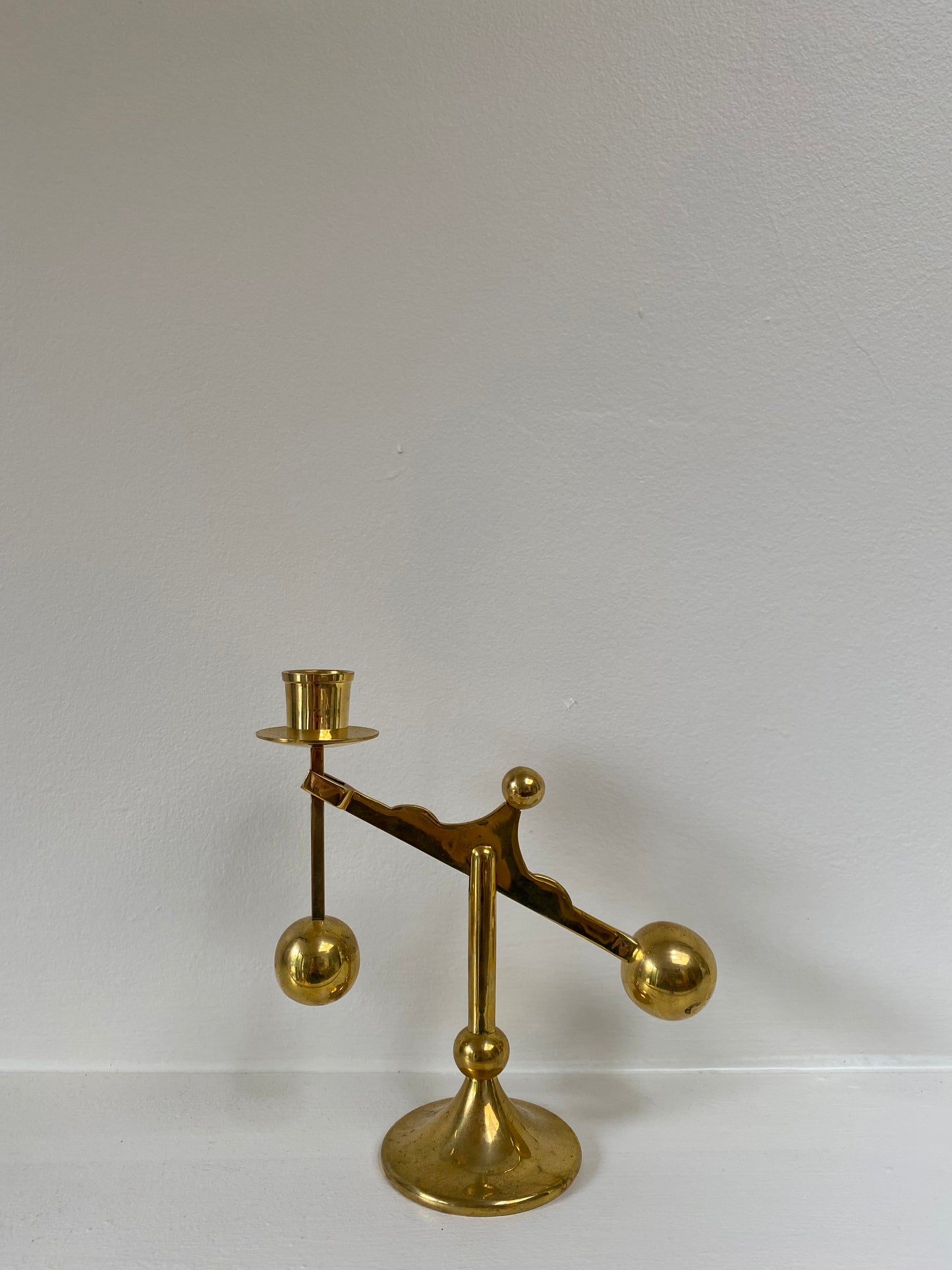 Swedish Brass Lever Candleholder