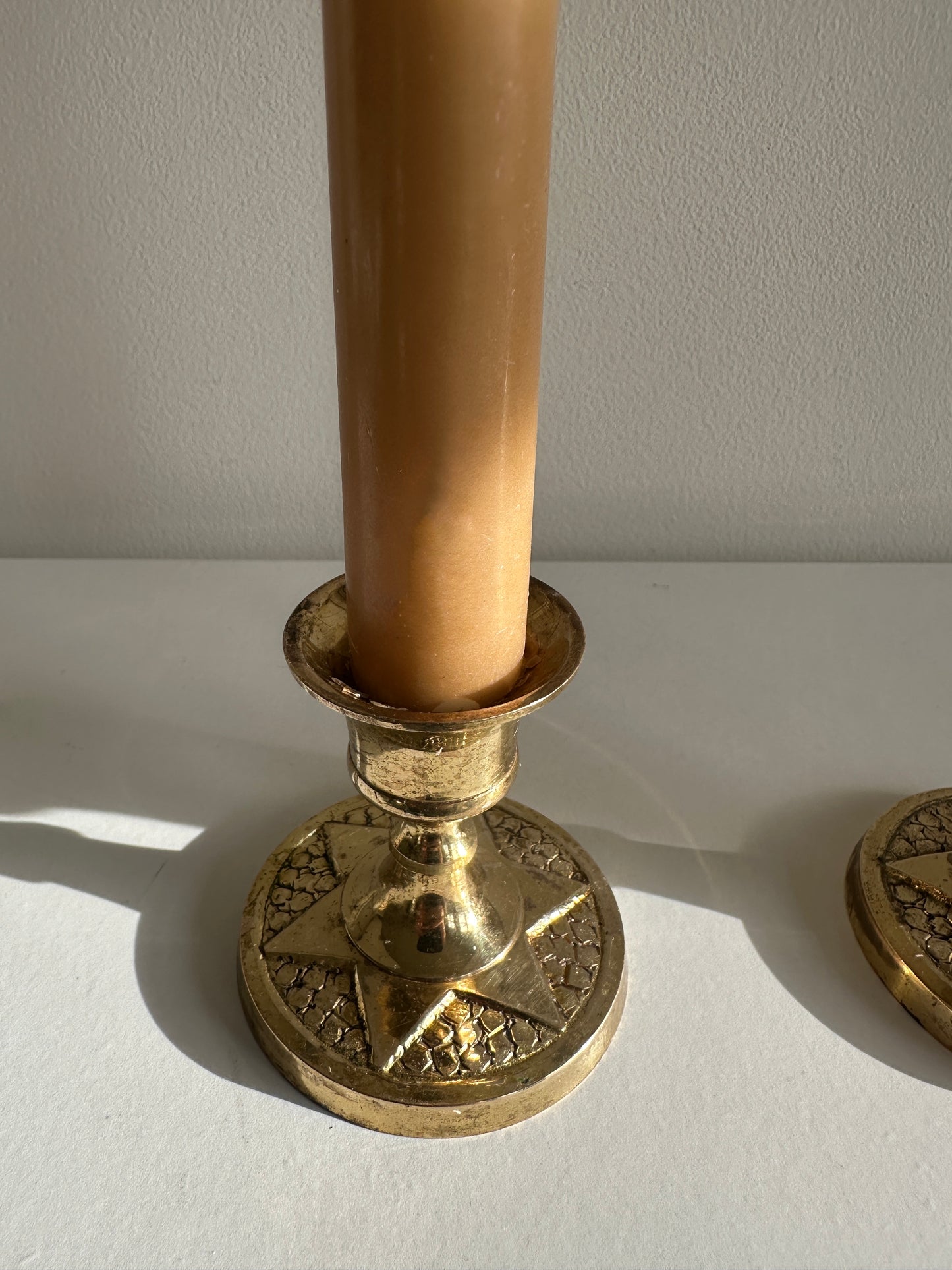 Vintage Brass Star/Sun Candleholders