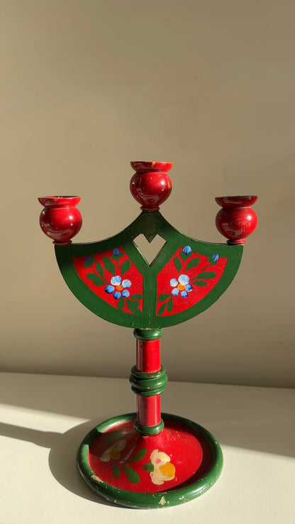 Vintage Swedish Hand-painted Candelabra