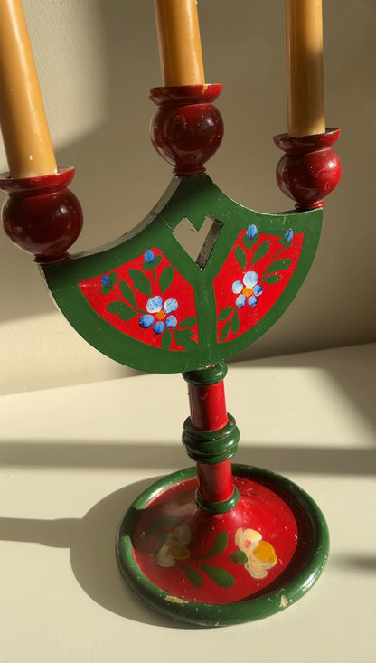 Vintage Swedish Hand-painted Candelabra