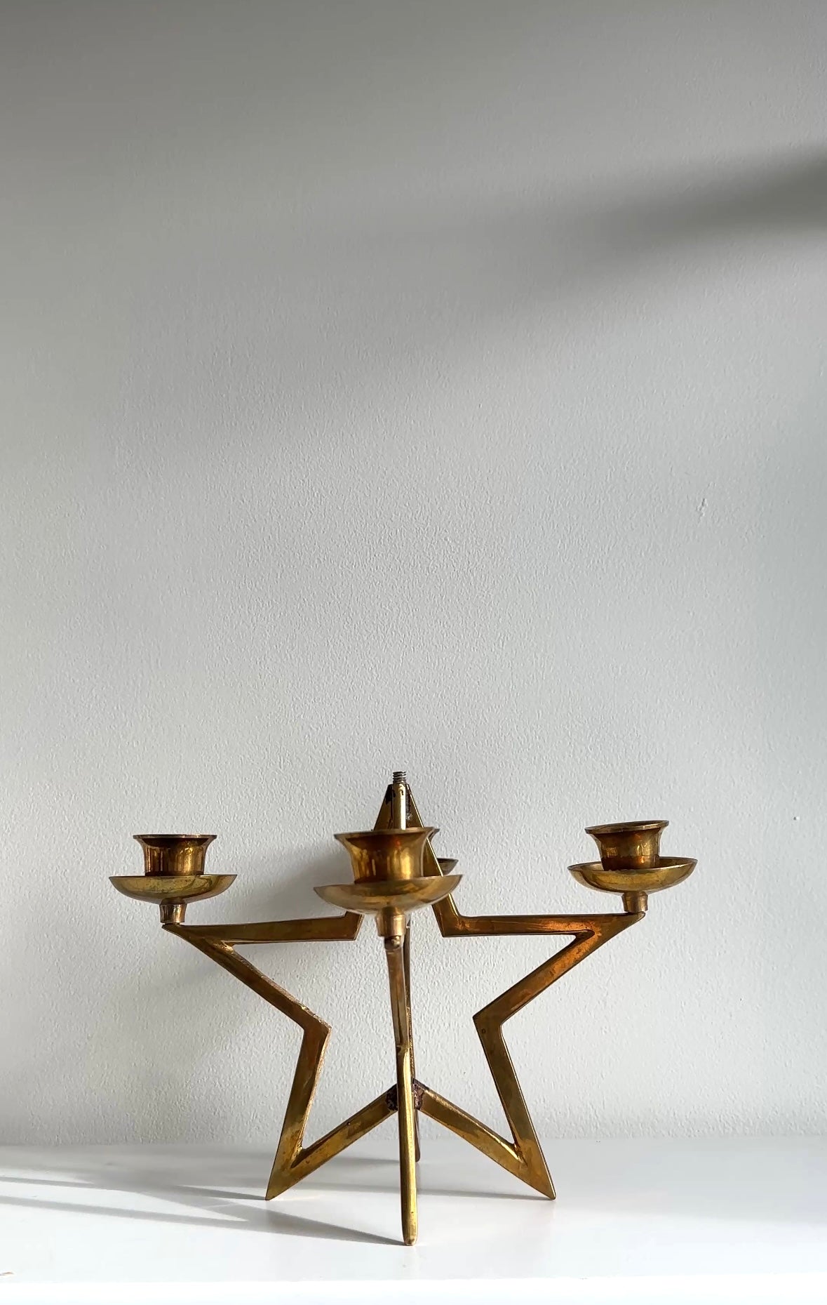 Vintage Brass Star Shaped Candelabra