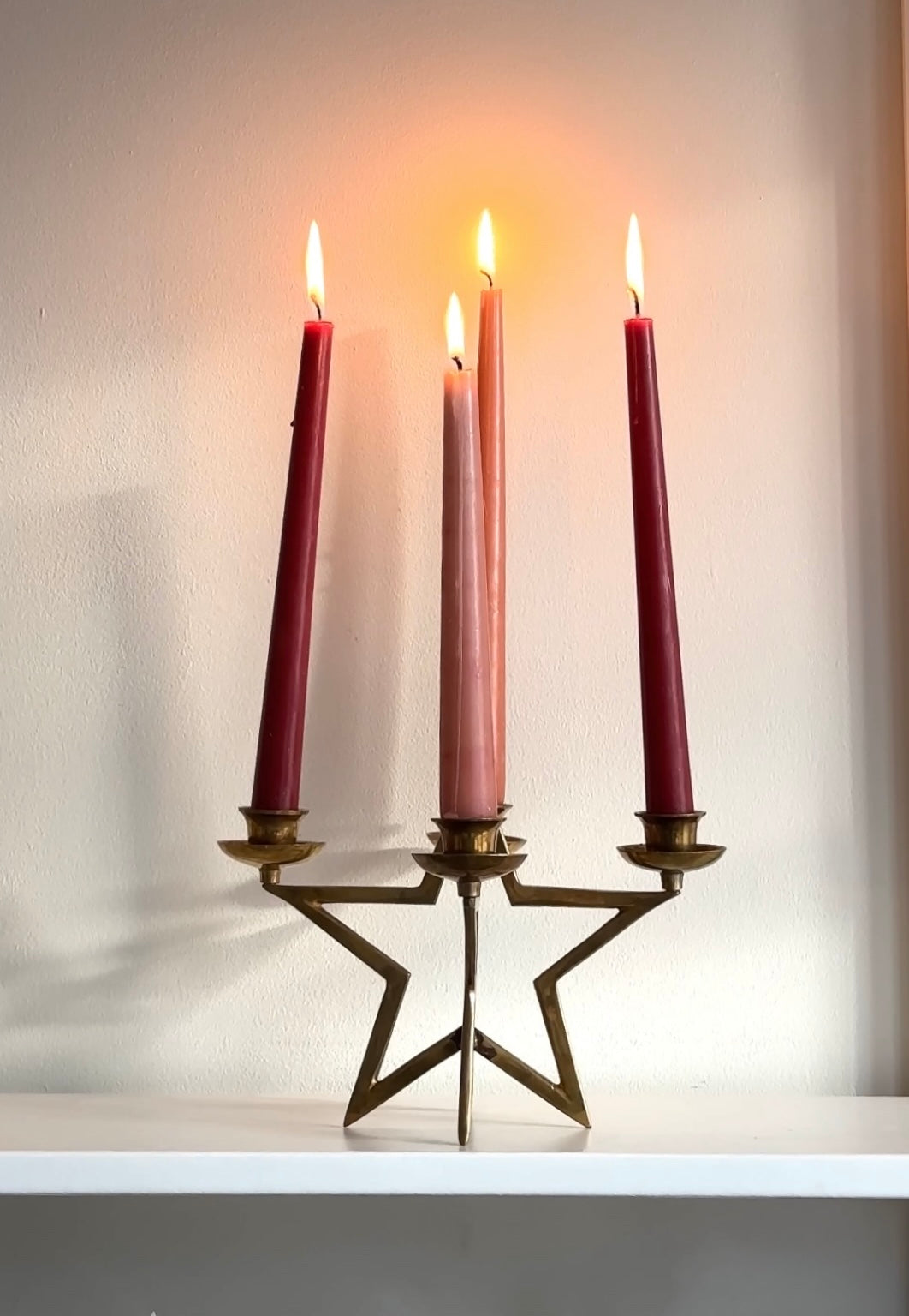 Vintage Brass Star Shaped Candelabra