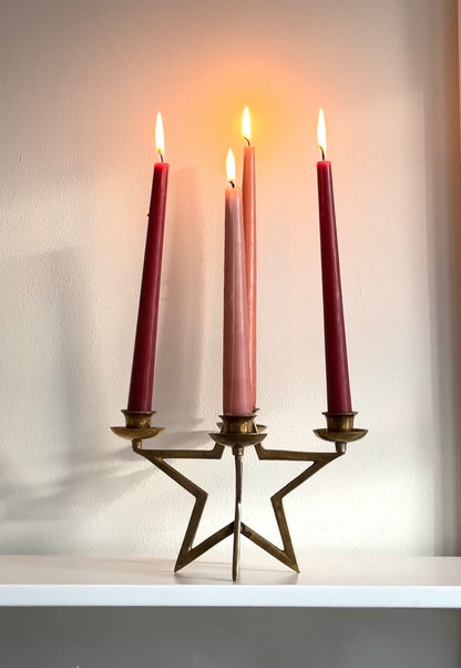 Vintage Brass Star Shaped Candelabra