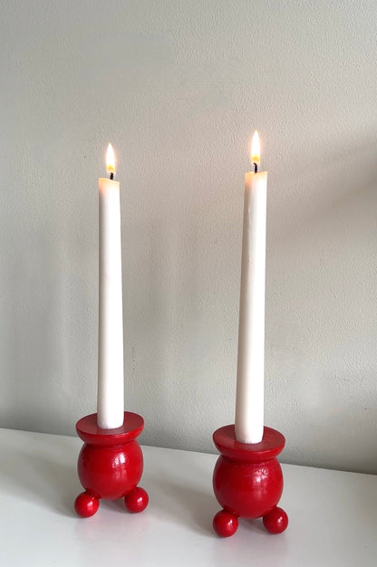 Vintage Wooden Bobbin Candleholders - Medium