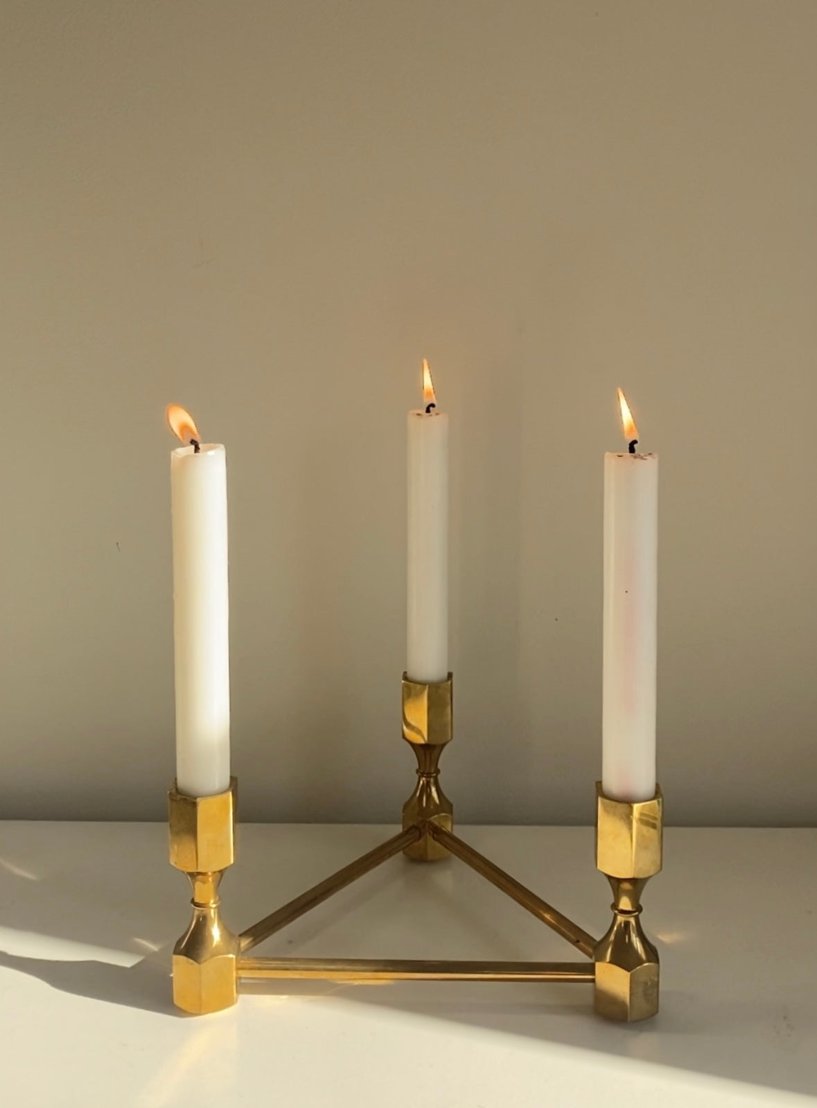 Vintage Mid-century Solid Brass Candelabra