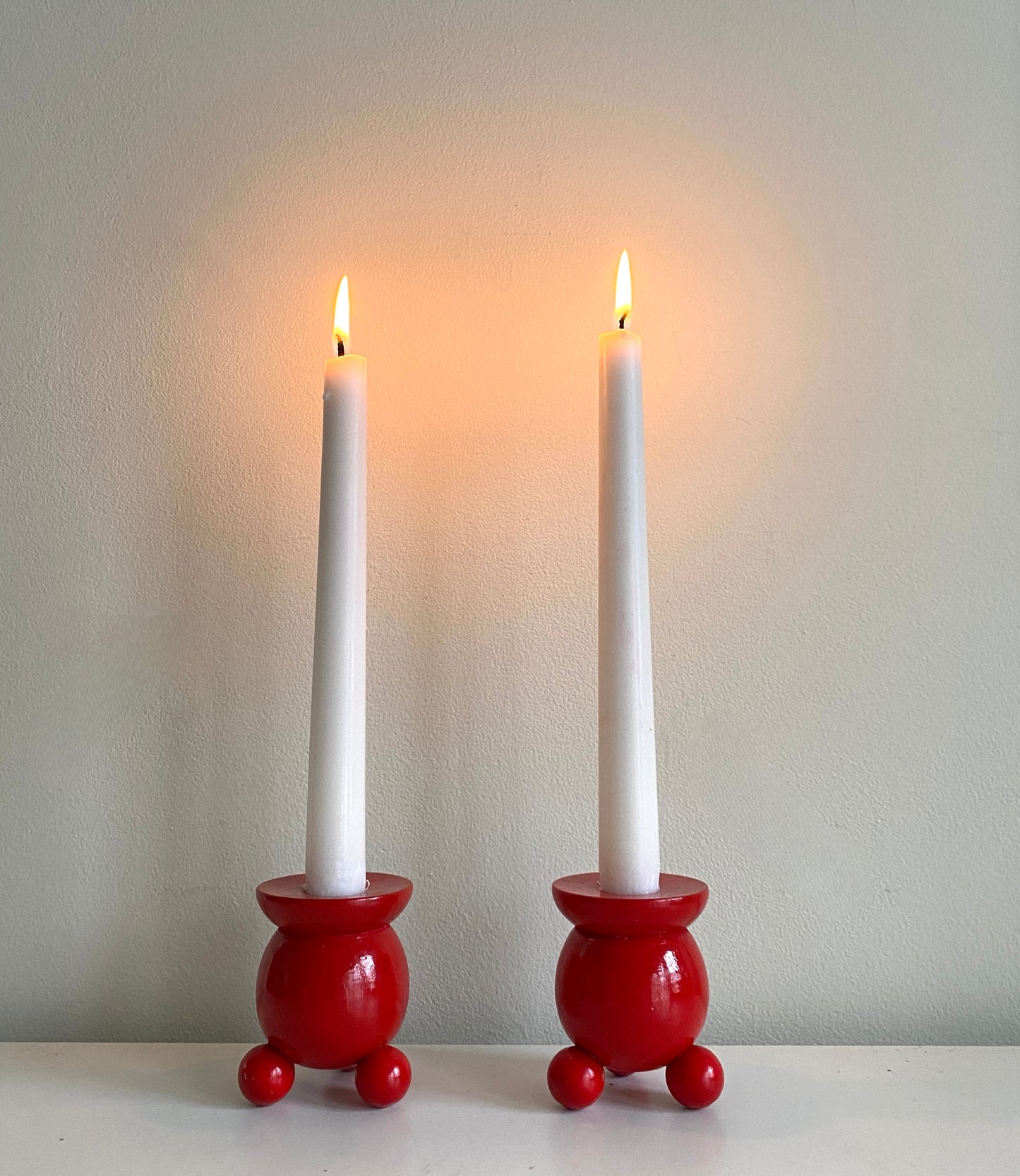 Vintage Wooden Bobbin Candleholders - Medium