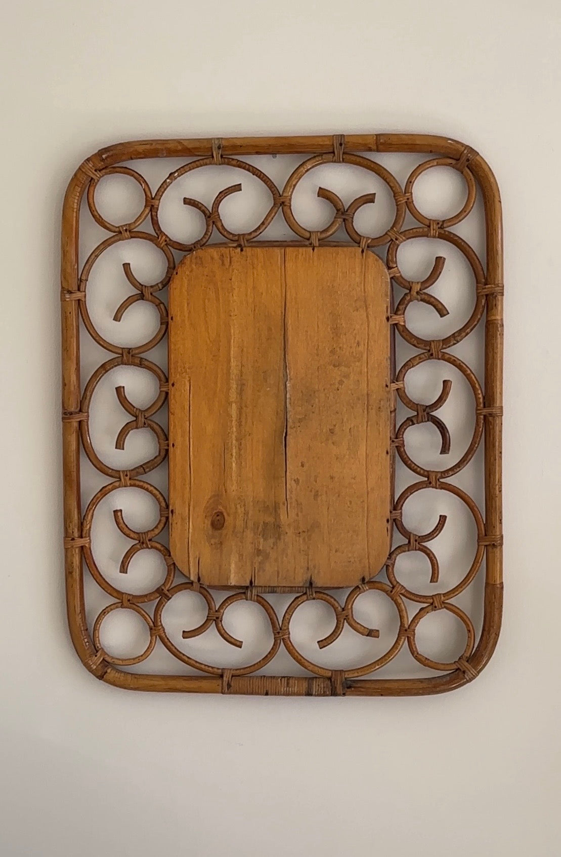 Mid-Century Bamboo Rattan Mirror attributed to Franco Albini