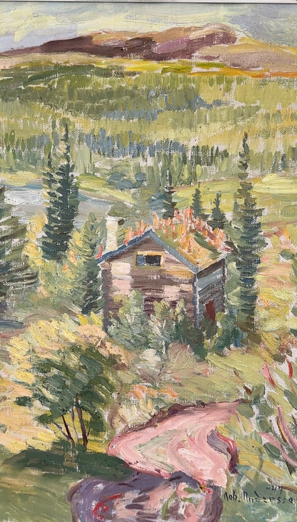 Summer Cabin in The Hills - Mid-Century Swedish Oil Painting, Signed