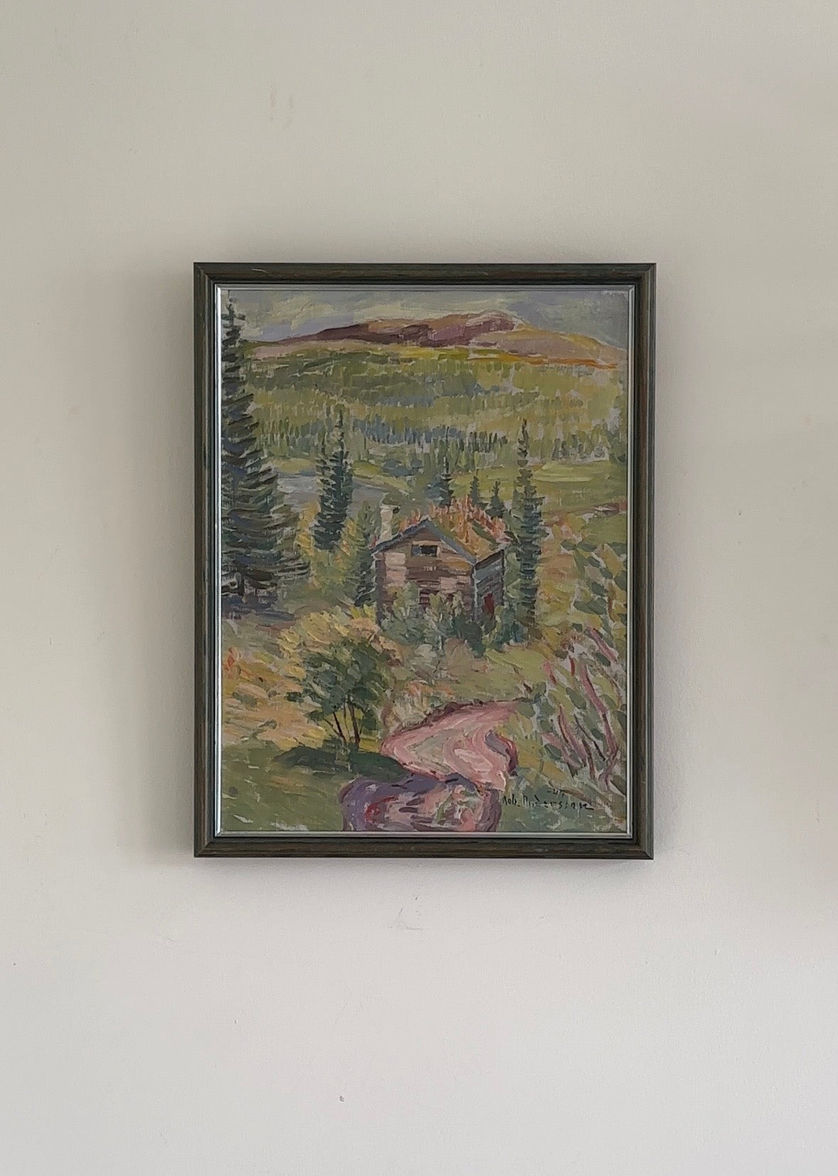 Summer Cabin in The Hills - Mid-Century Swedish Oil Painting, Signed